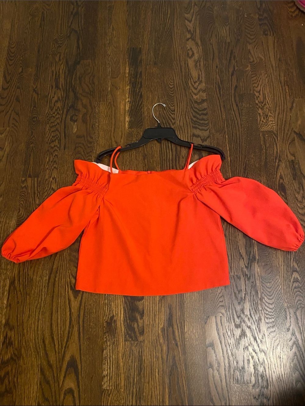 Say What? Bright red Off-Shoulder Puff Sleeve Crop Top